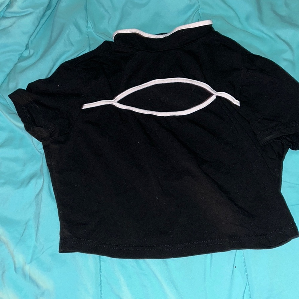 Black crop top/open chest